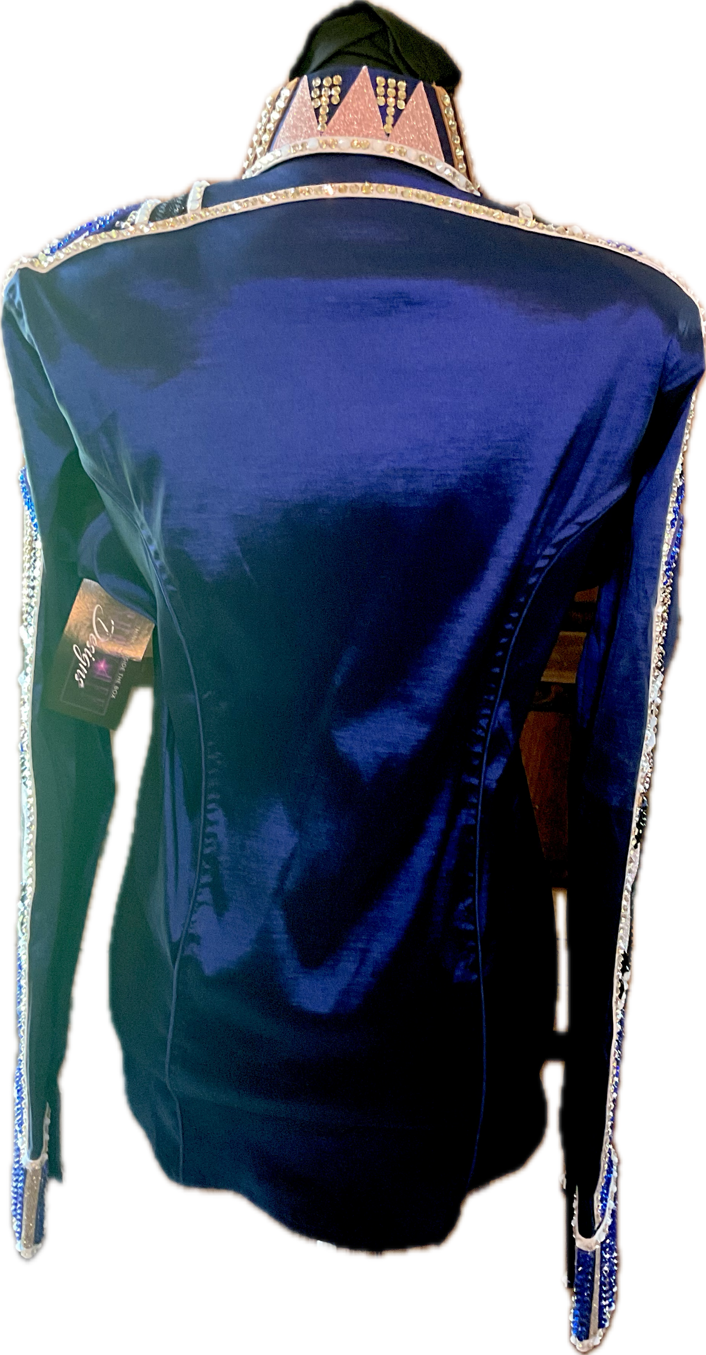 XL Day Shirt Royal Blue stretch taffeta with Gold, Rose Gold, and Black