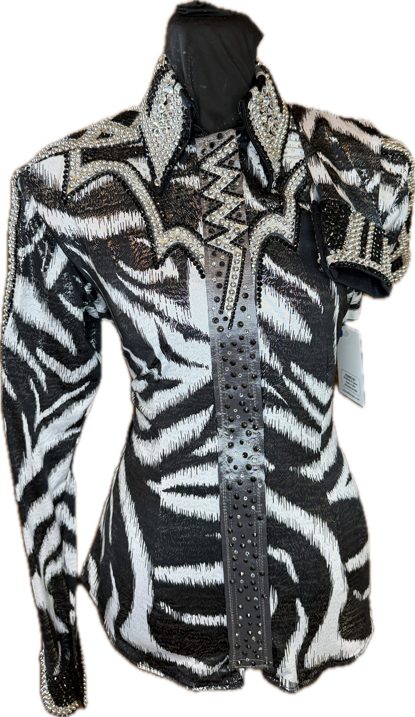 Medium Black and White Lycra Day Shirt with Silver Retro Design