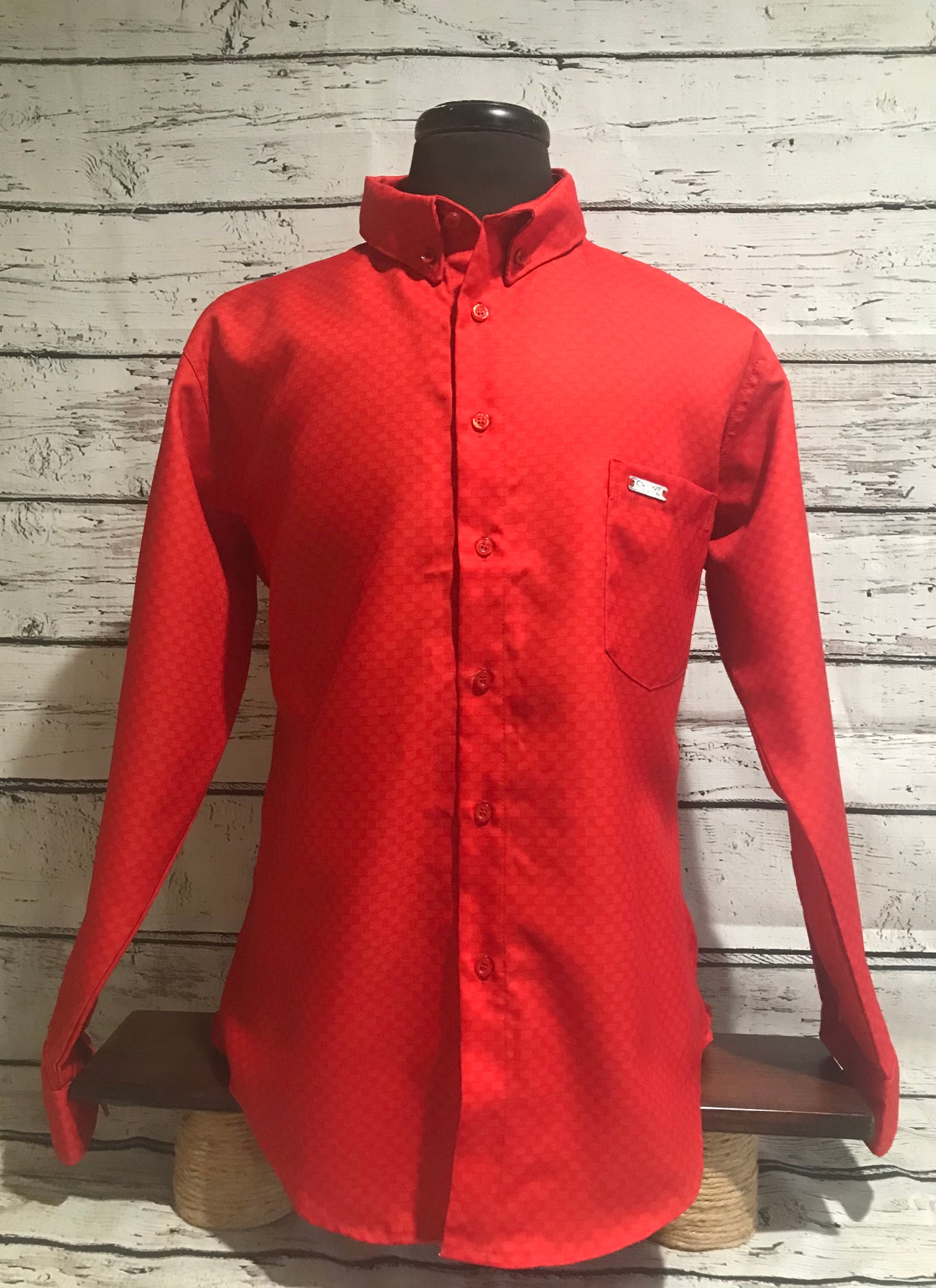 Cowboy Couture Men's Shirt -Bright Red  Carbon Fiber Print