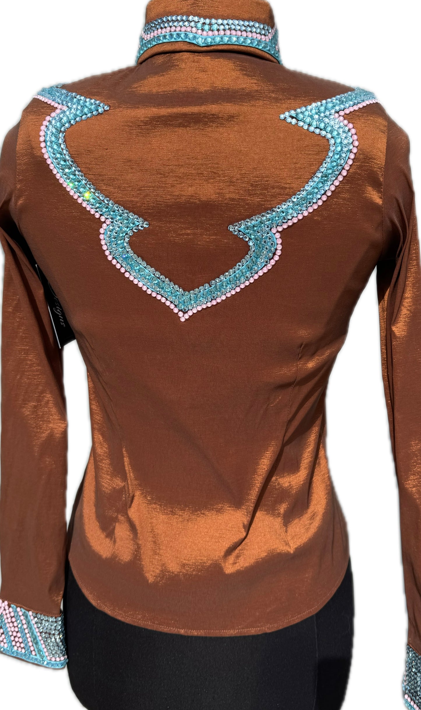 Extra Small Rust Stretch Taffeta Aqua and Pink