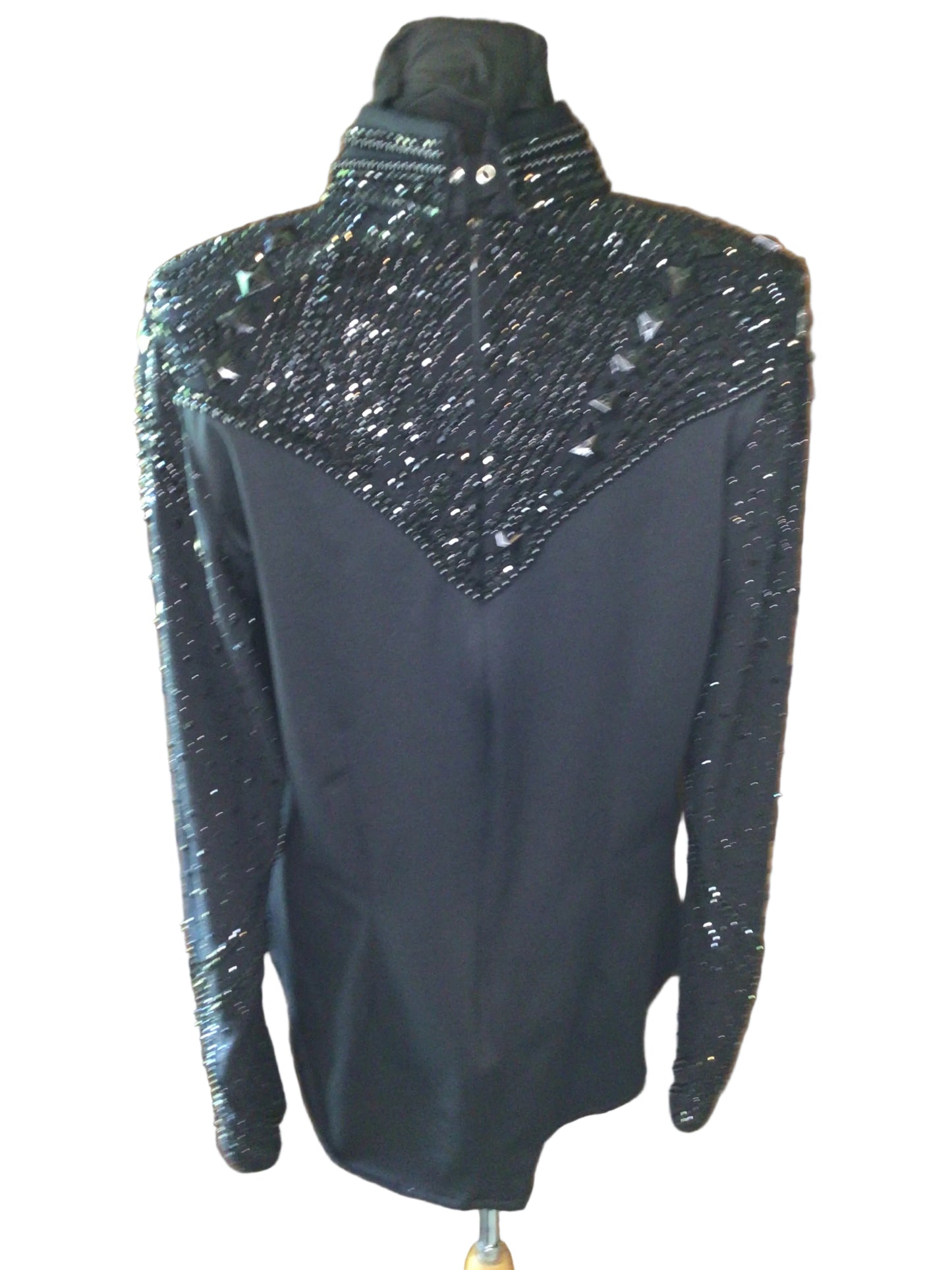 Large Black Stretch Horsemanship. Back Zip Tone on Tone Design