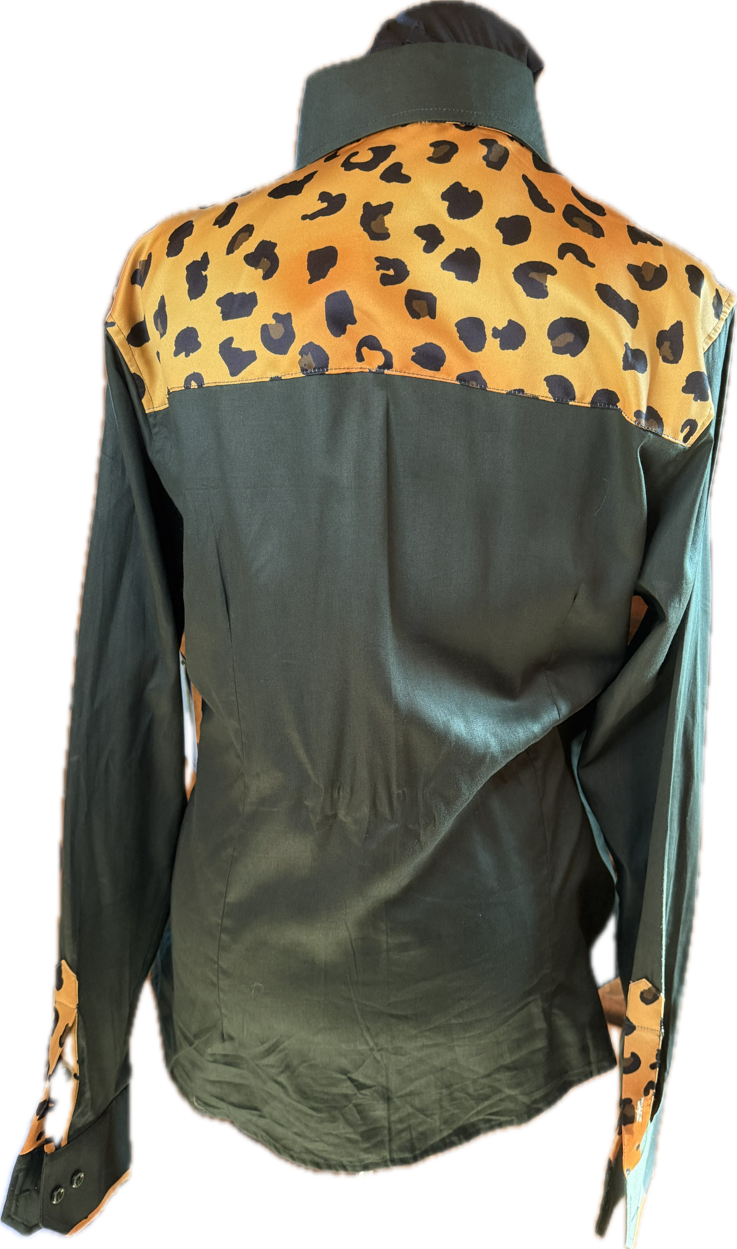 Cheetah Western Ladies Shirt Hunter Green
