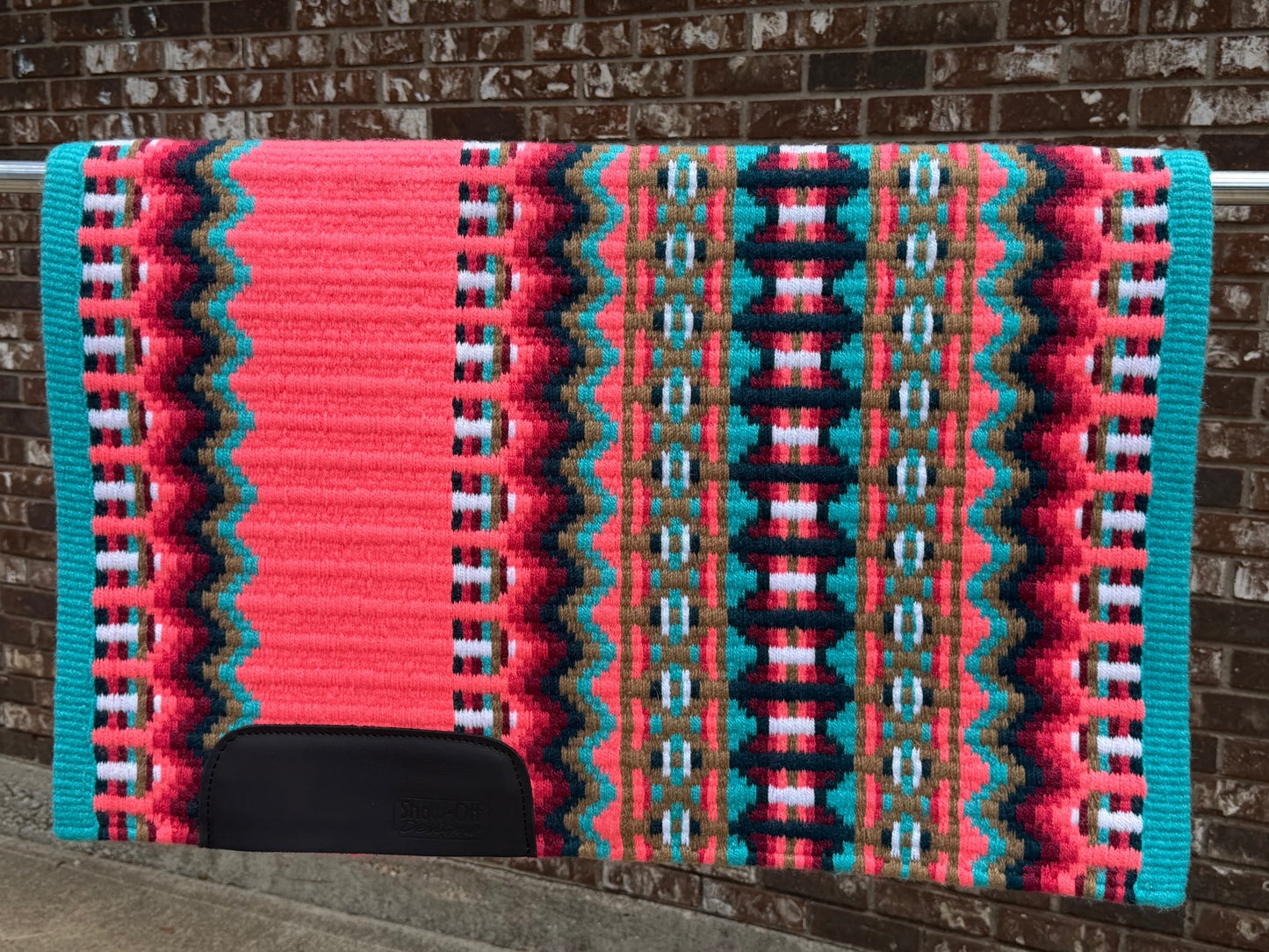 B621 Oversized Saddle Blanket Soft Turquoise, Bright Coral, Black, White, Burgundy, Dark Coral, Raw Umber
