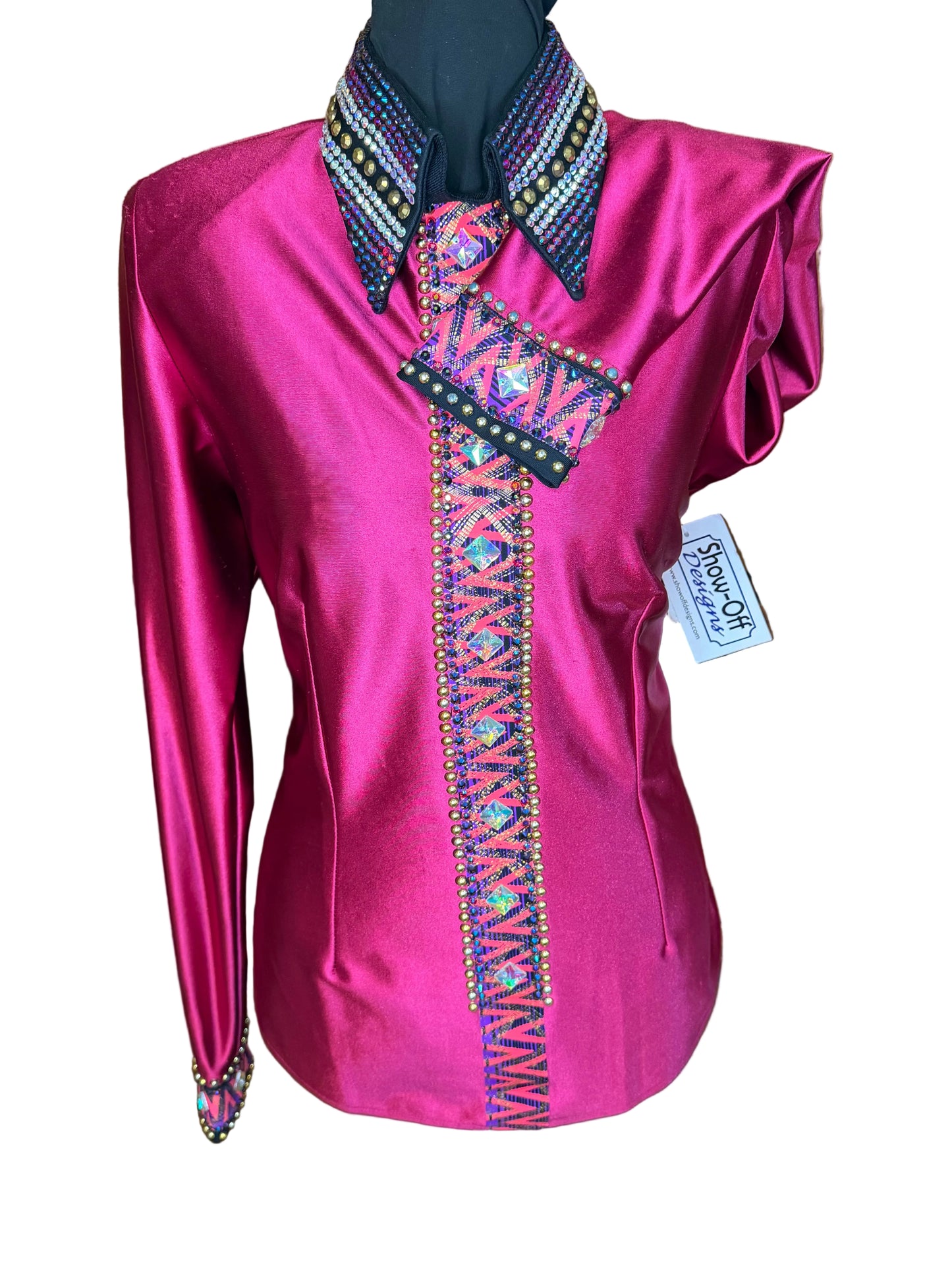 Size Medium Lycra Day Shirt. Back Zip Cranberry Red   **FINAL SALE**