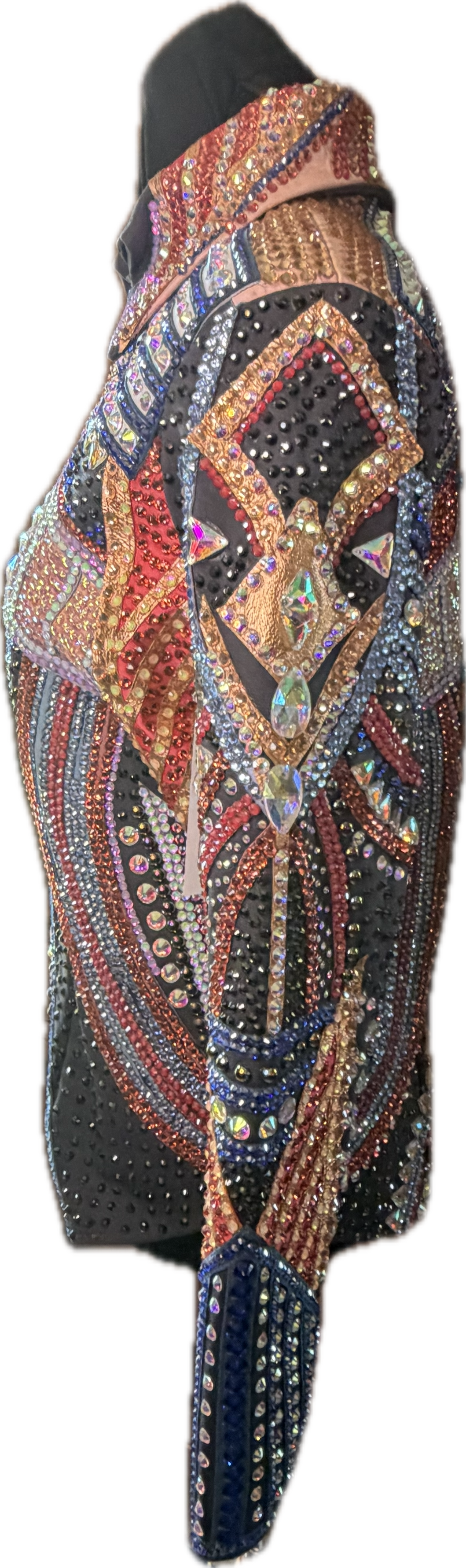 Extra Small Charcoal Grey Showmanship Jacket with Coral, Peach and Lavander. Comes with Pants.