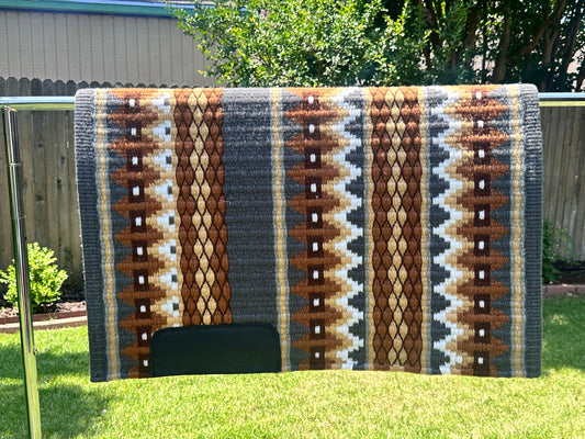 B160 Oversized Saddle Blanket charcoal, ash, brown, white, caramel, seductive honey