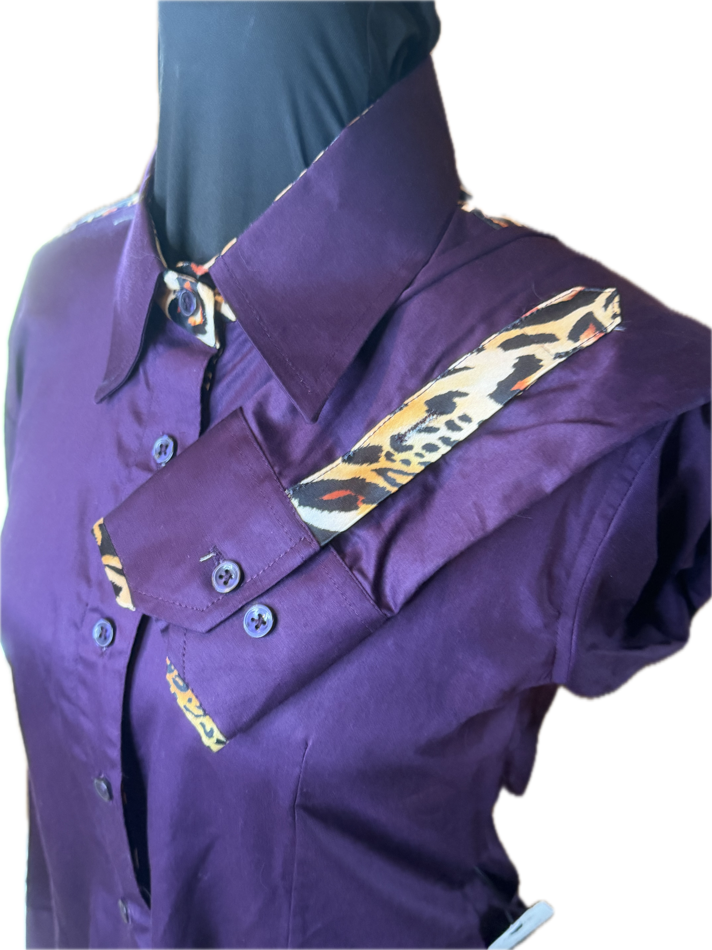 Cheetah Western Ladies Shirt Plum