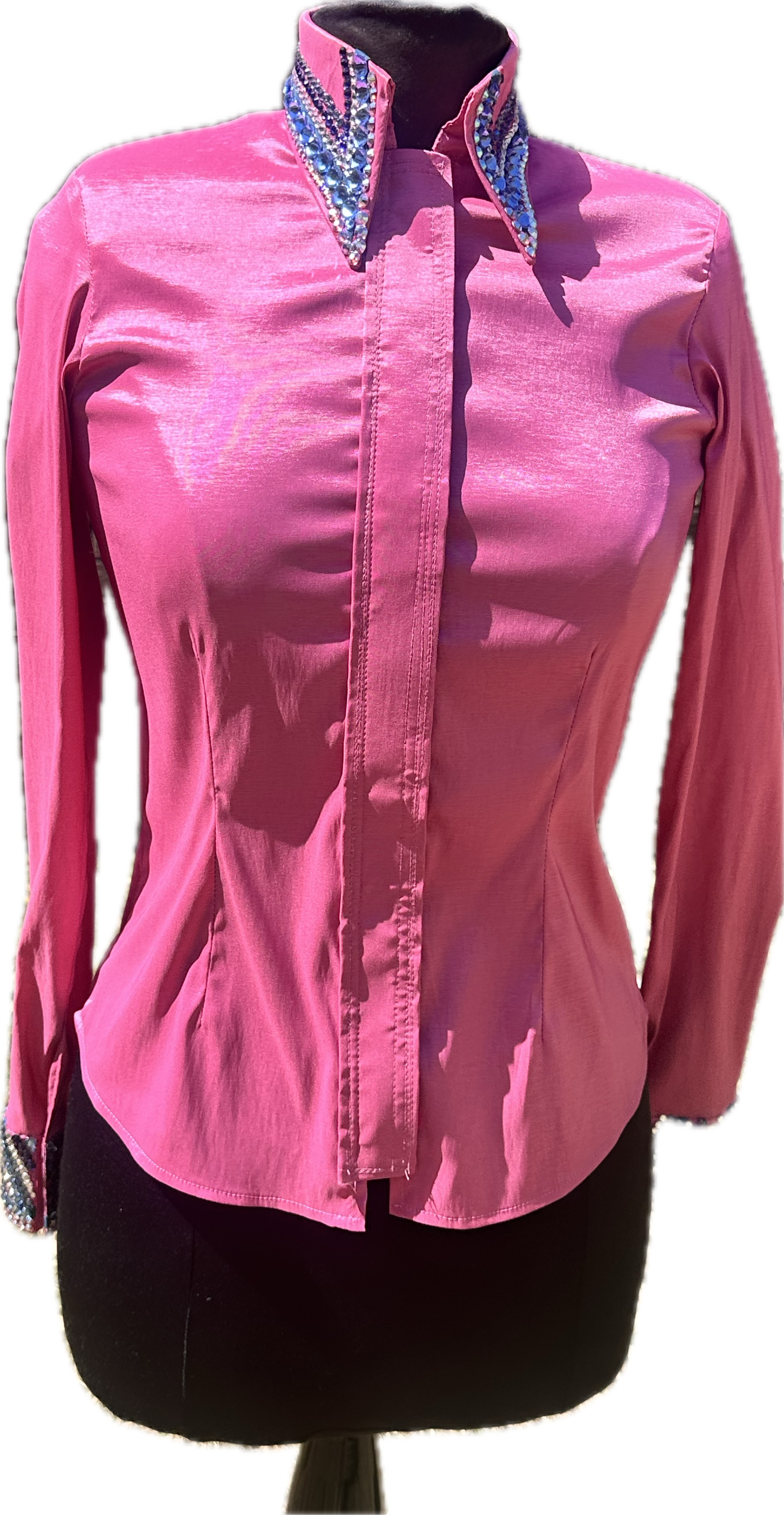 Small Black Vest Set with rose stretch taffeta day shirt. Sky blue, pu Show-Off Designs Small Black Vest Set with rose stretch taffeta day shirt. Sky blue, pu Show-Off Designs