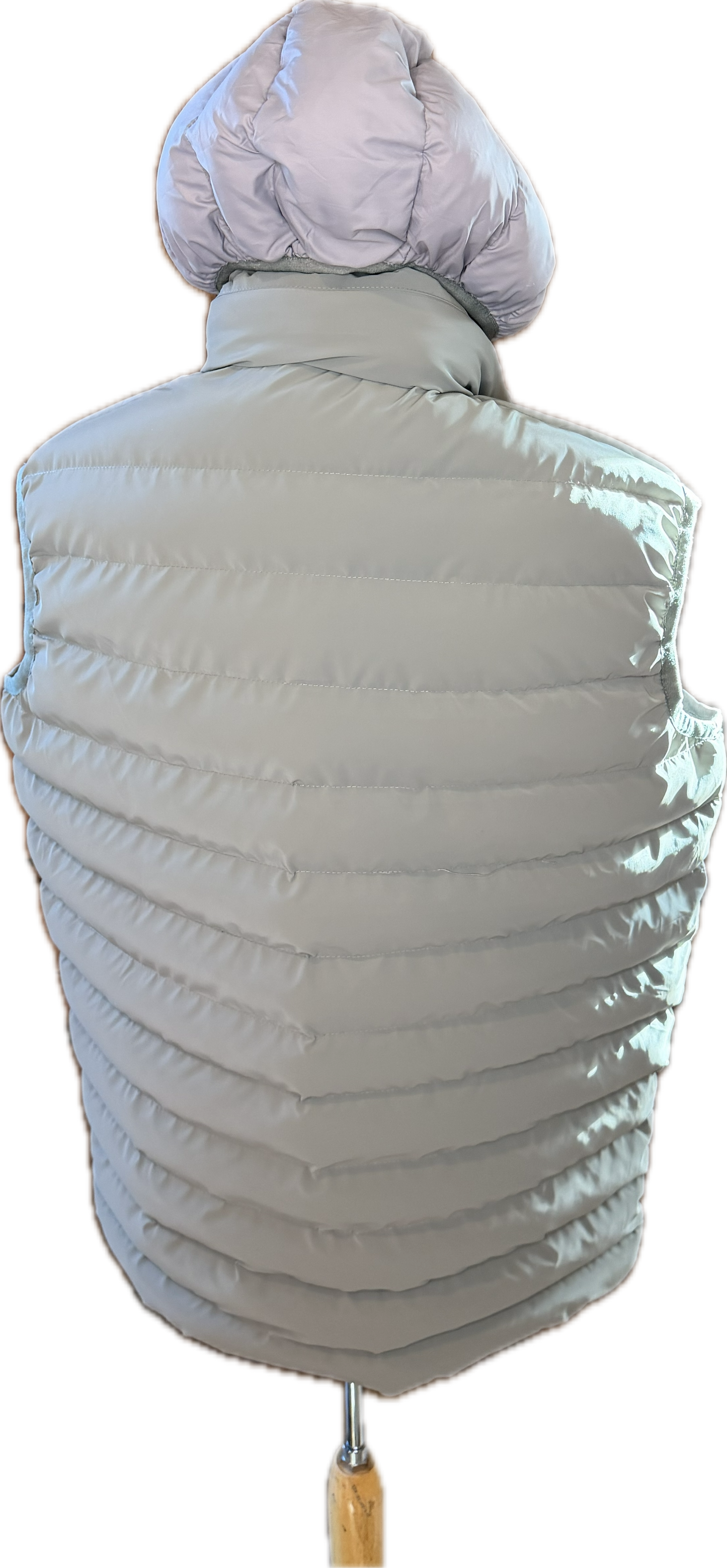 Men's Taupe Adidas Cowboy Couture Puff Embroidered Vest. Detachable Hood, zip up front.