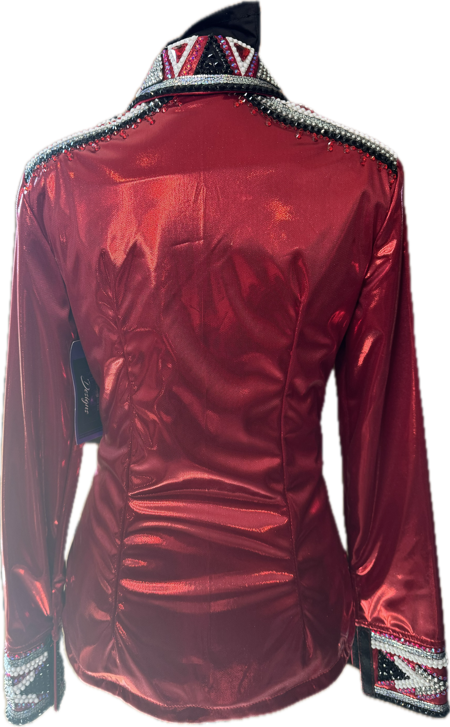 Small Stretch Red Metallic Day Shirt with Black and White