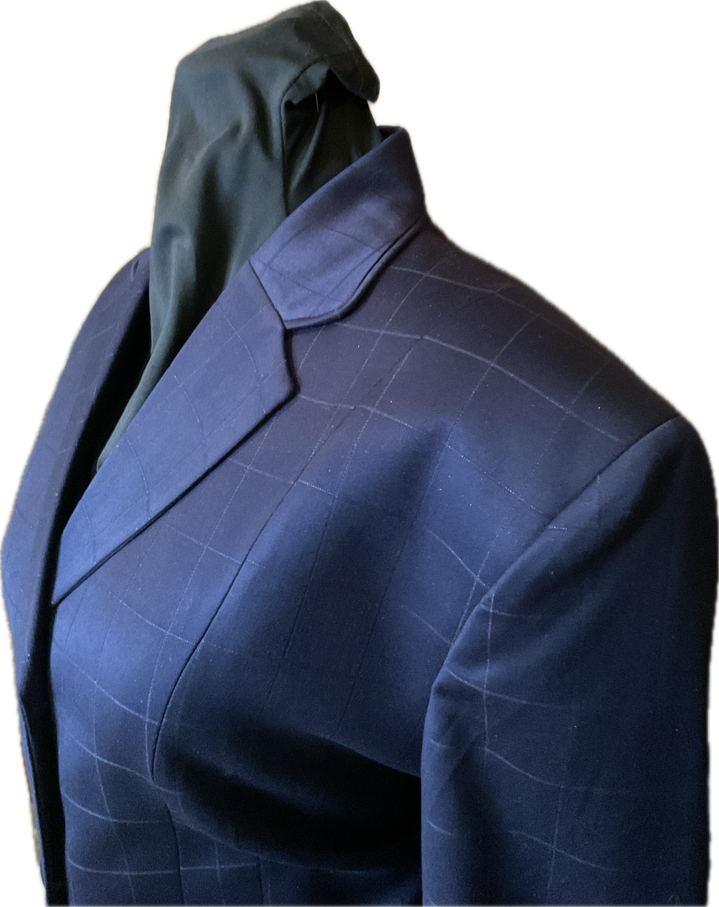 *42 Bust* Navy Plaid with Matching Velvet Collar
