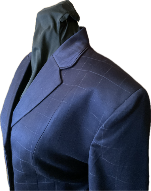 *42 Bust* Navy Plaid with Matching Velvet Collar