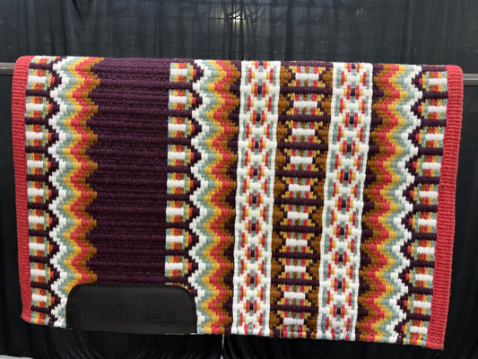 B599 Oversized Saddle Blanket Coral, Aubergine, Light Sage Green, White, Seductive Honey, Caramel