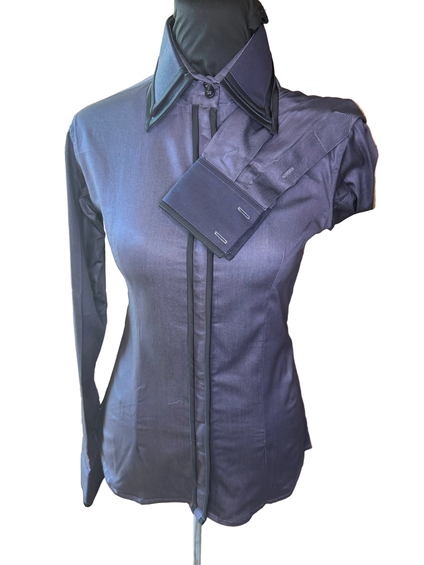 Youth Western Stretch Cotton Shirt **Hidden Zipper** Aubergine