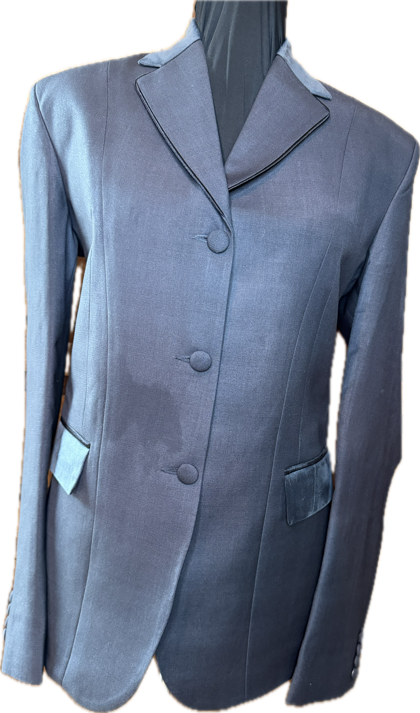 *38 Bust* Charcoal with Matching Velvet Collar