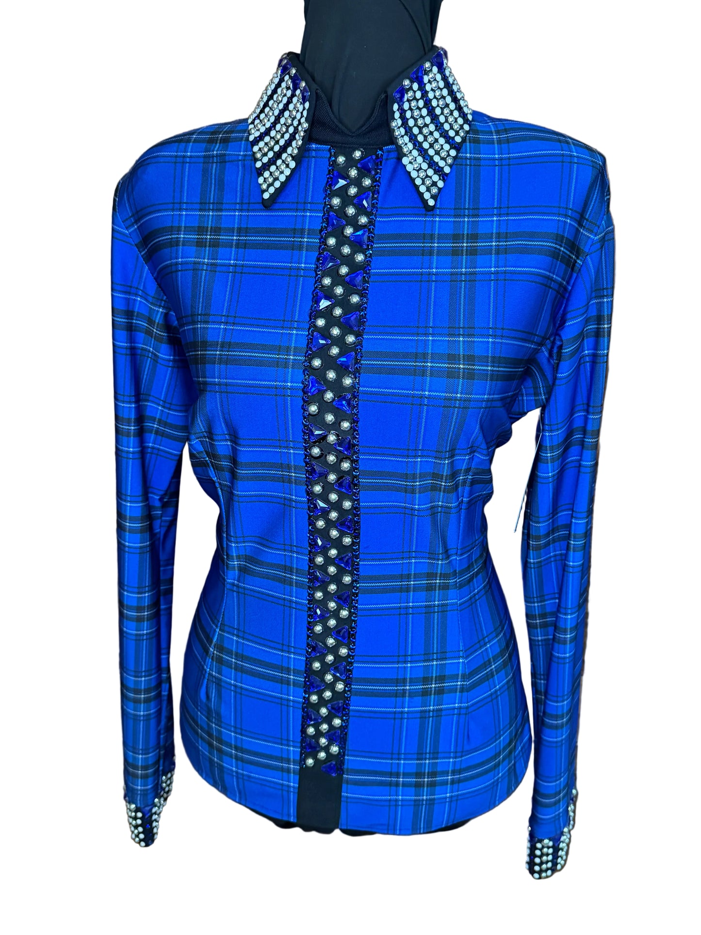 Size Medium Day Shirt. Back Zip Blue Plaid