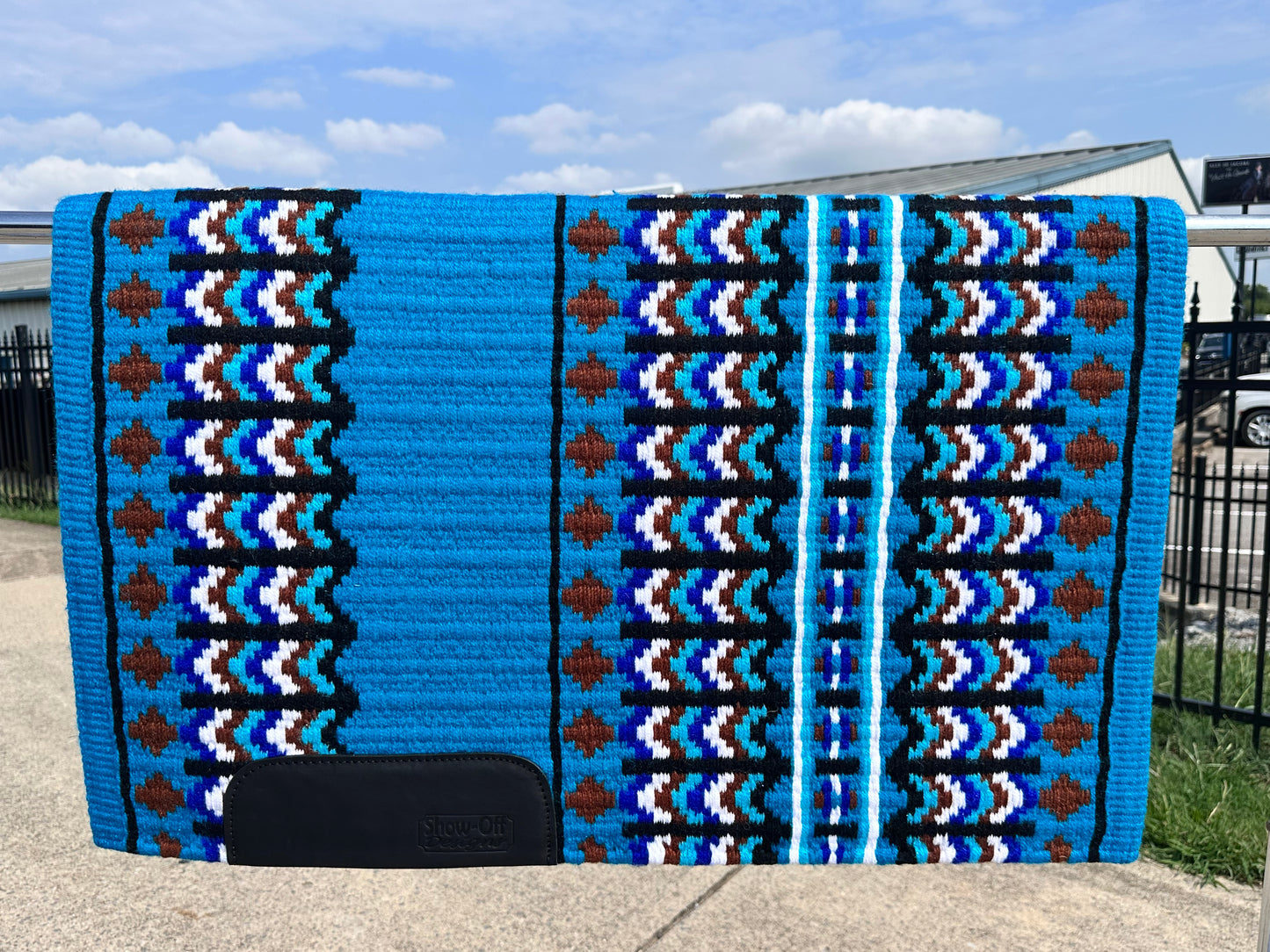 B372 Oversized Saddle Blanket Bright Turquoise, Black, White, Aqua, Royal Bue, Chocolate