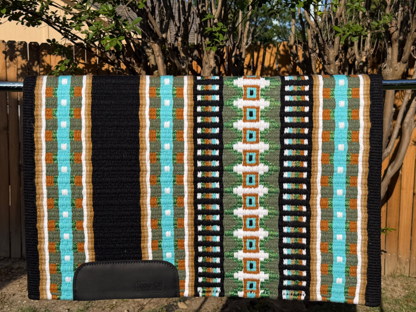 B549 Oversized Saddle Blanket Black, Indian Tan, Sheep Skin, Aqua Blue, White, Matte Metallic Green, Sage Green