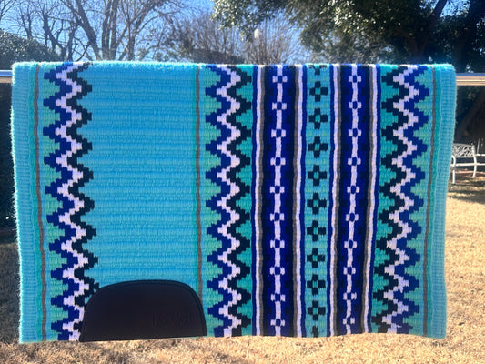 B153 Oversized Saddle Blanket aqua blue, mint green, dark mint, white, black, ash