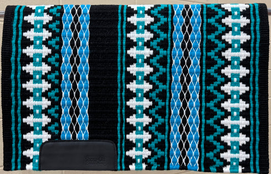 B333 Oversized Saddle Blanket Black, White, Teal, Turquoise