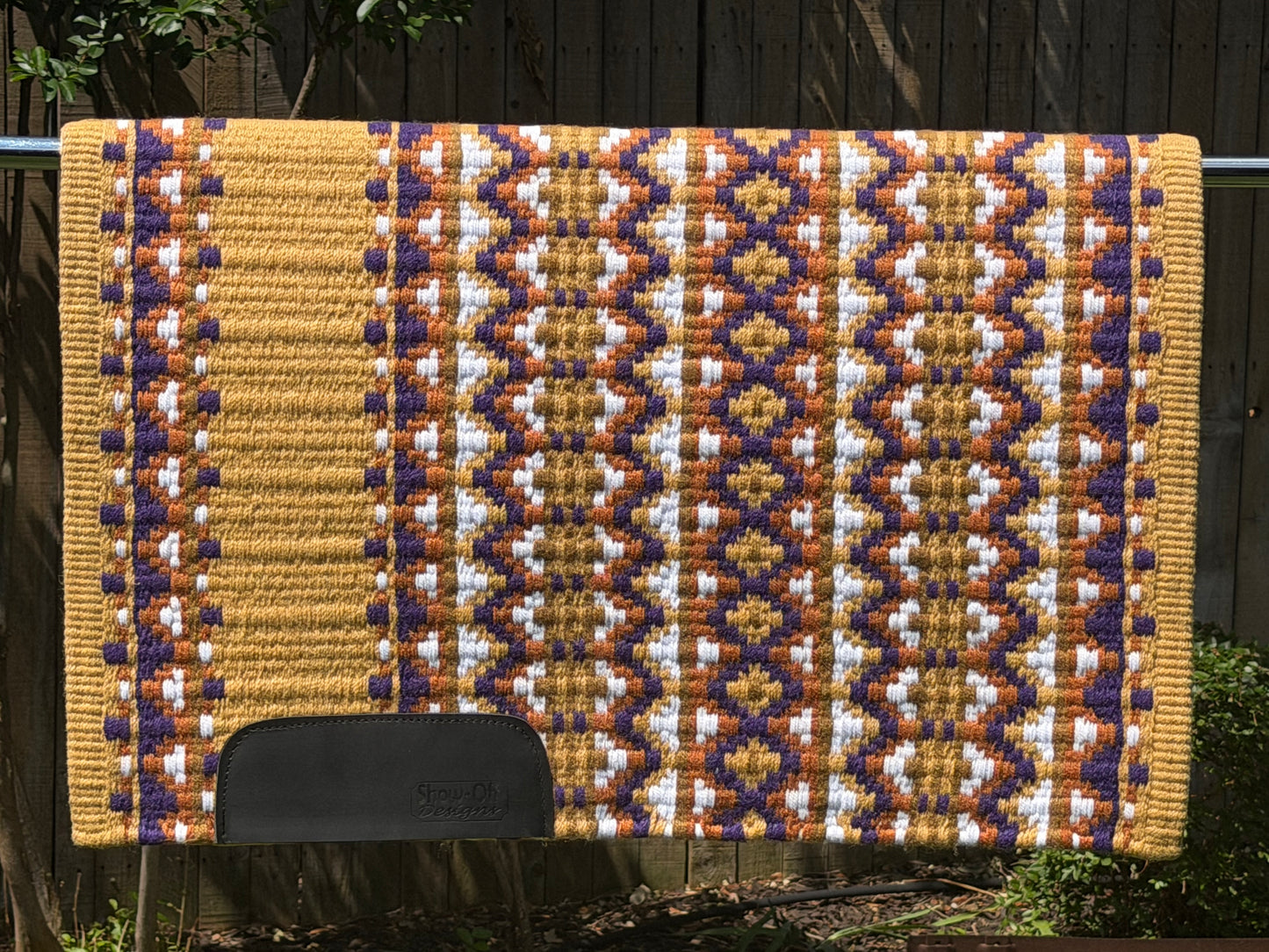 B527 Oversized Saddle Blanket Show Indian tan, Show Purple, White, Rust, Raw Umber
