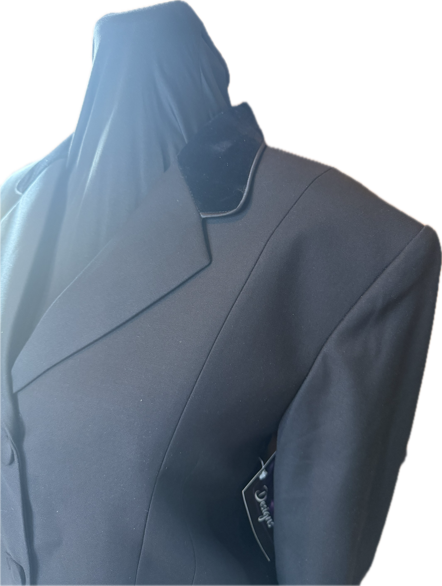 *38 Bust* Black with Black Velvet Collar and Black Piping