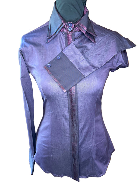Youth Western Stretch Cotton Shirt **Hidden Zipper** Dark Plum