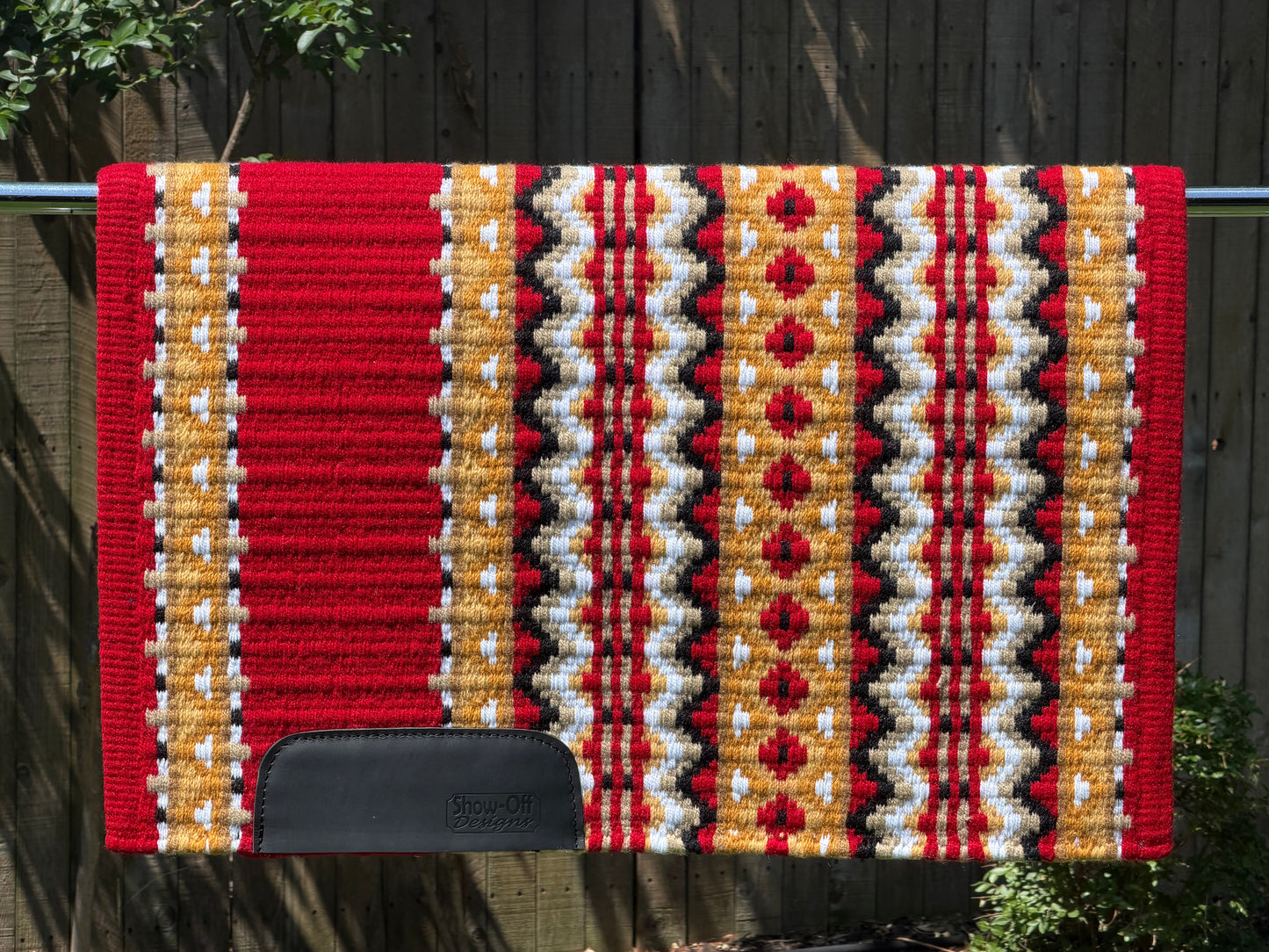 B522 Oversized Saddle Blanket Red, White, Indian Tan, Gold, Raw Umber