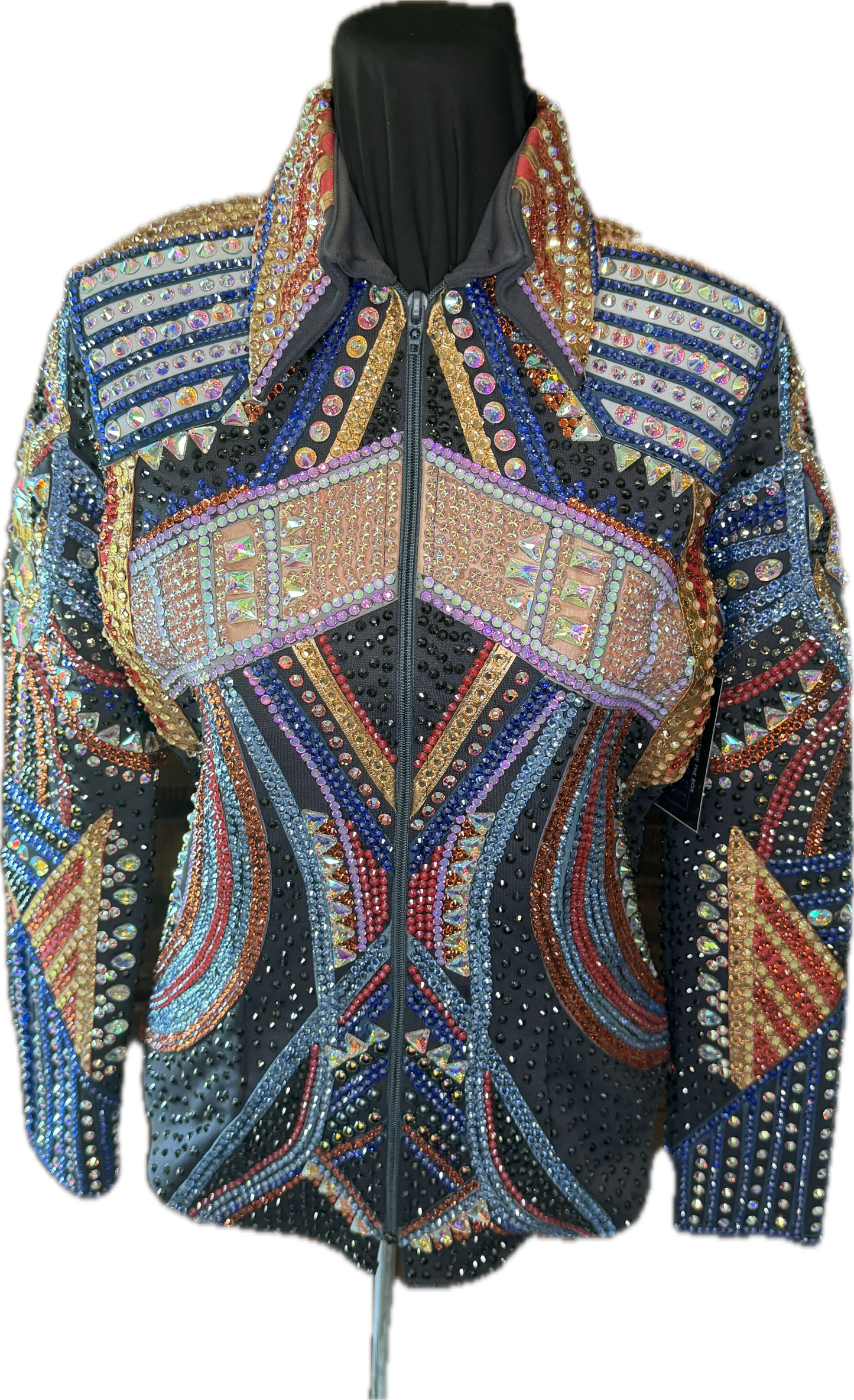 Extra Small Charcoal Grey Showmanship Jacket with Coral, Peach and Lavander. Comes with Pants.