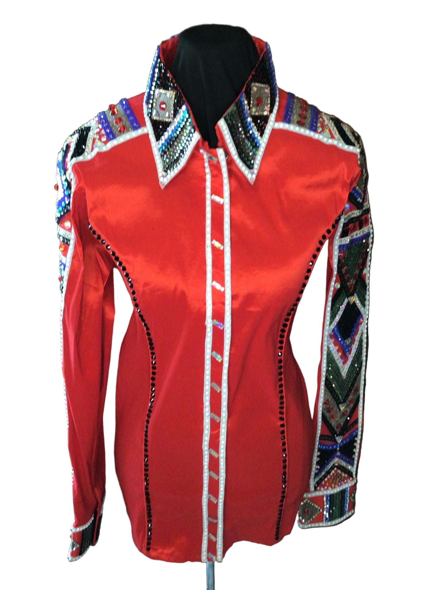 XL Red Stretch Taffeta Day Shirt with Shoulder and Arm Design