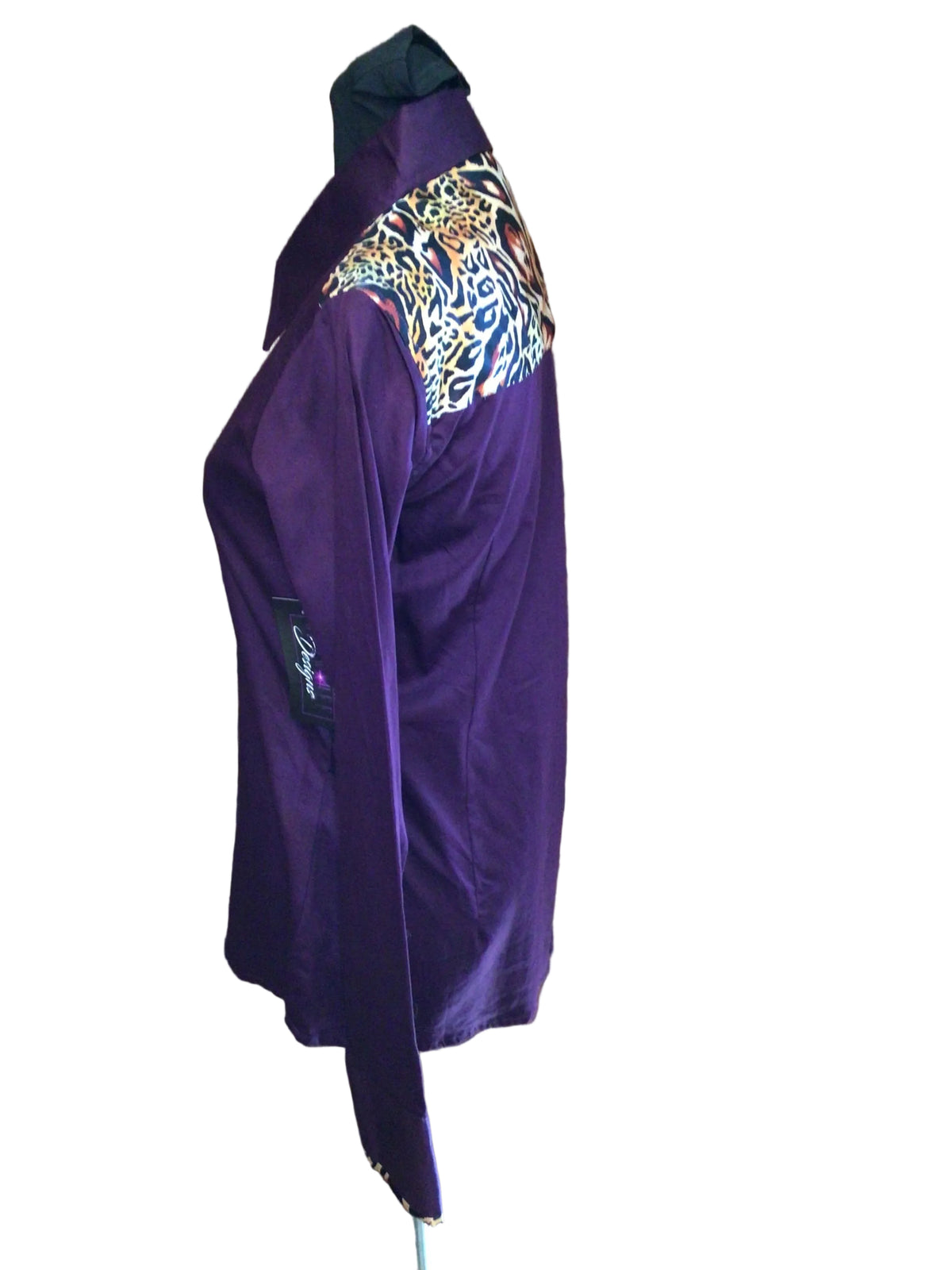 Small Purple Cotton Day Shirt with Leopard Details