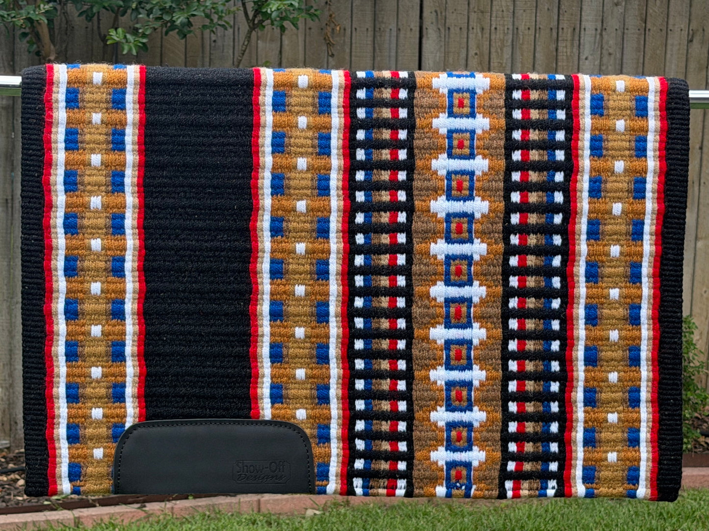 B558 Oversized Saddle Blanket Black, Royal Blue, Show Red, White, Indian Tan, Sheep Skin, Raw Umber