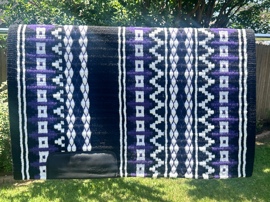 B183 Oversized Saddle Blanket black, white and show purple