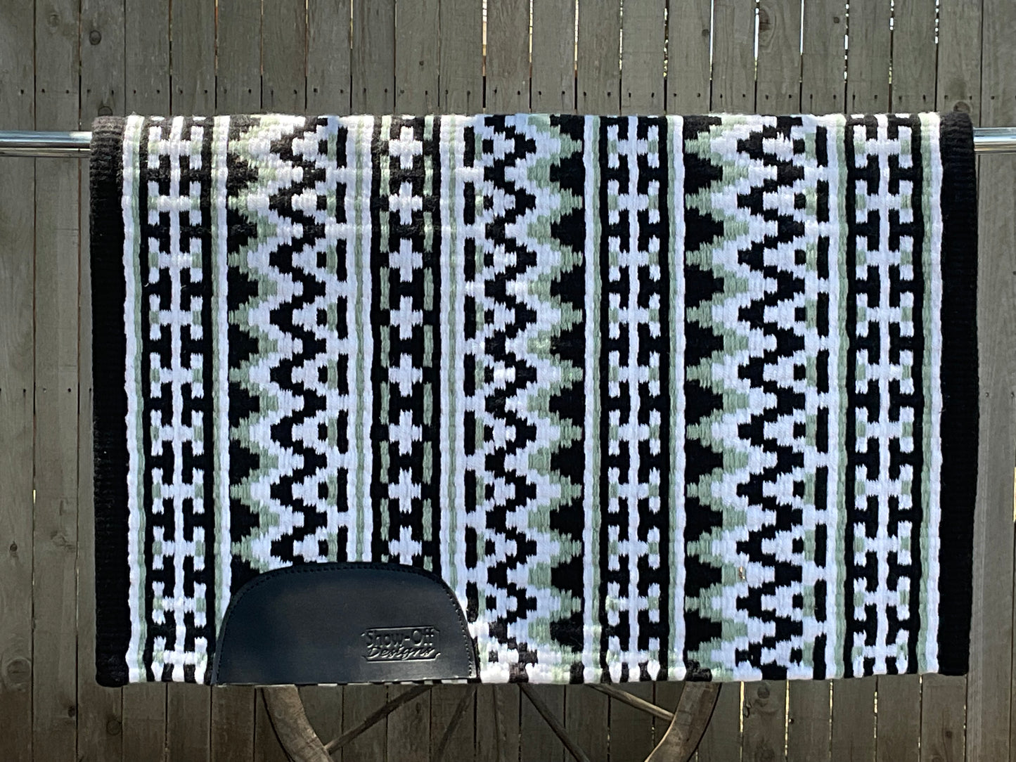 783 Oversized Saddle Blanket Black, White, Laural Green