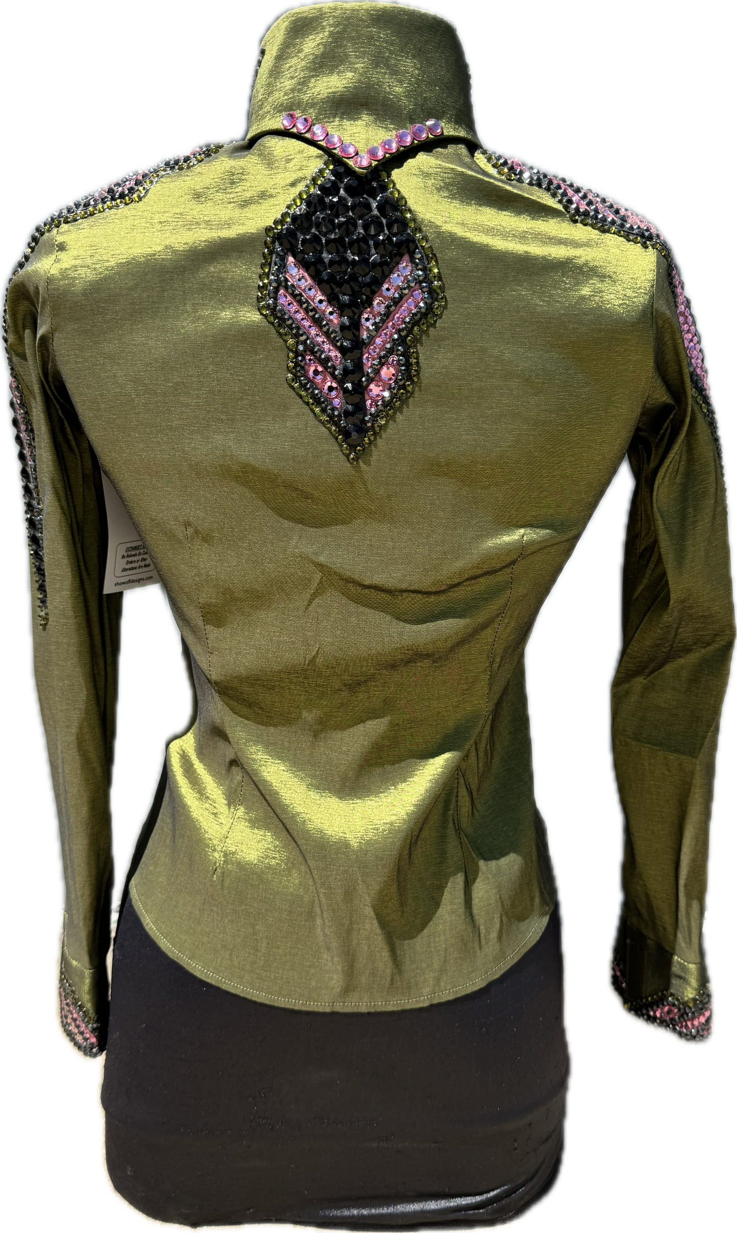 Kids 14 Olive Green Stretch Taffeta with Pink, Black and Charcoal