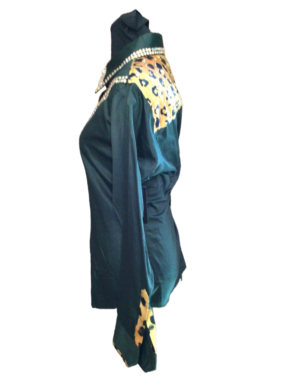Size Medium Black Day Shirt with Leopard Back Details