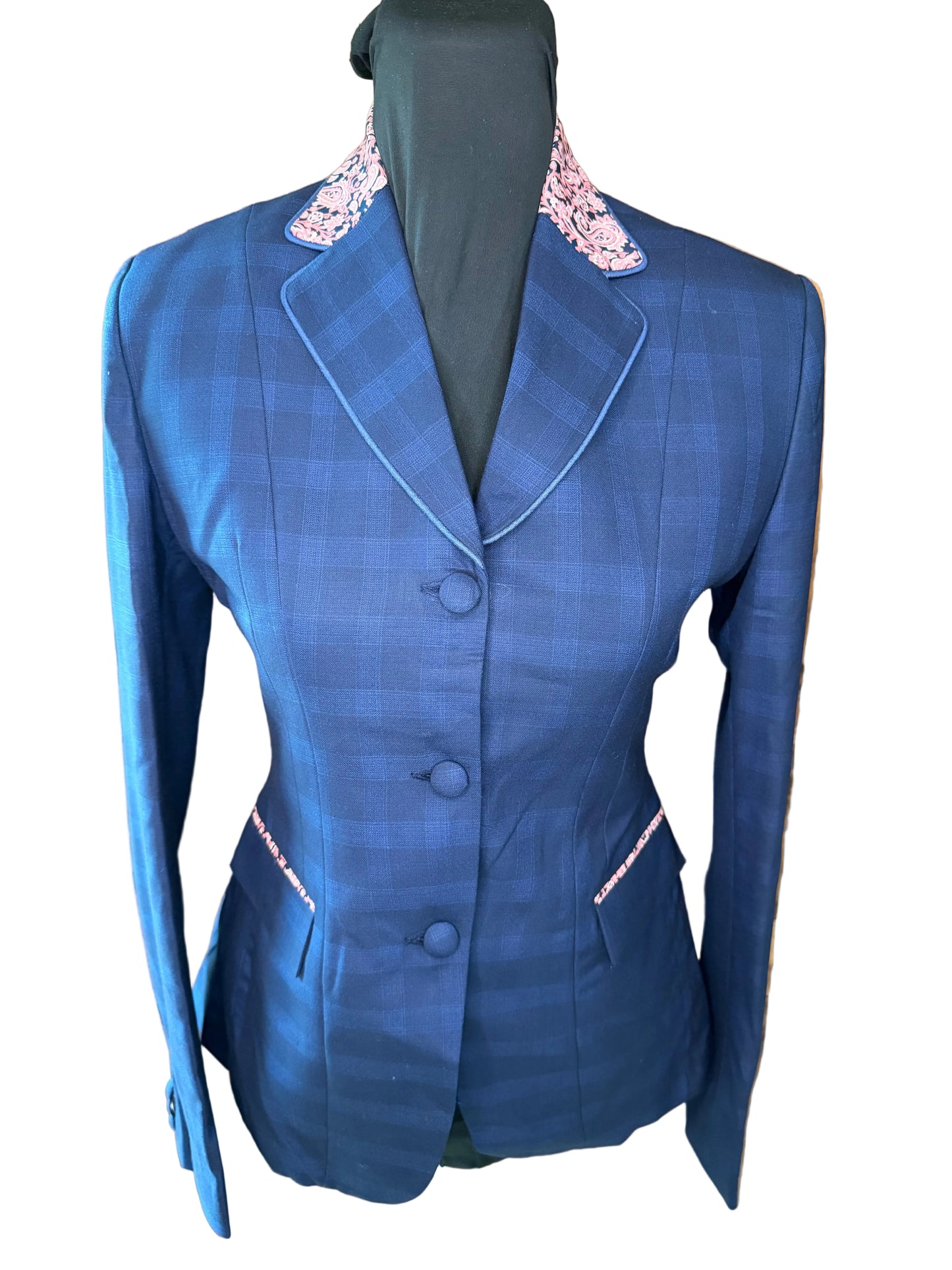 *Youth* Navy Plaid with Pink Paisley *Hidden Zipper*