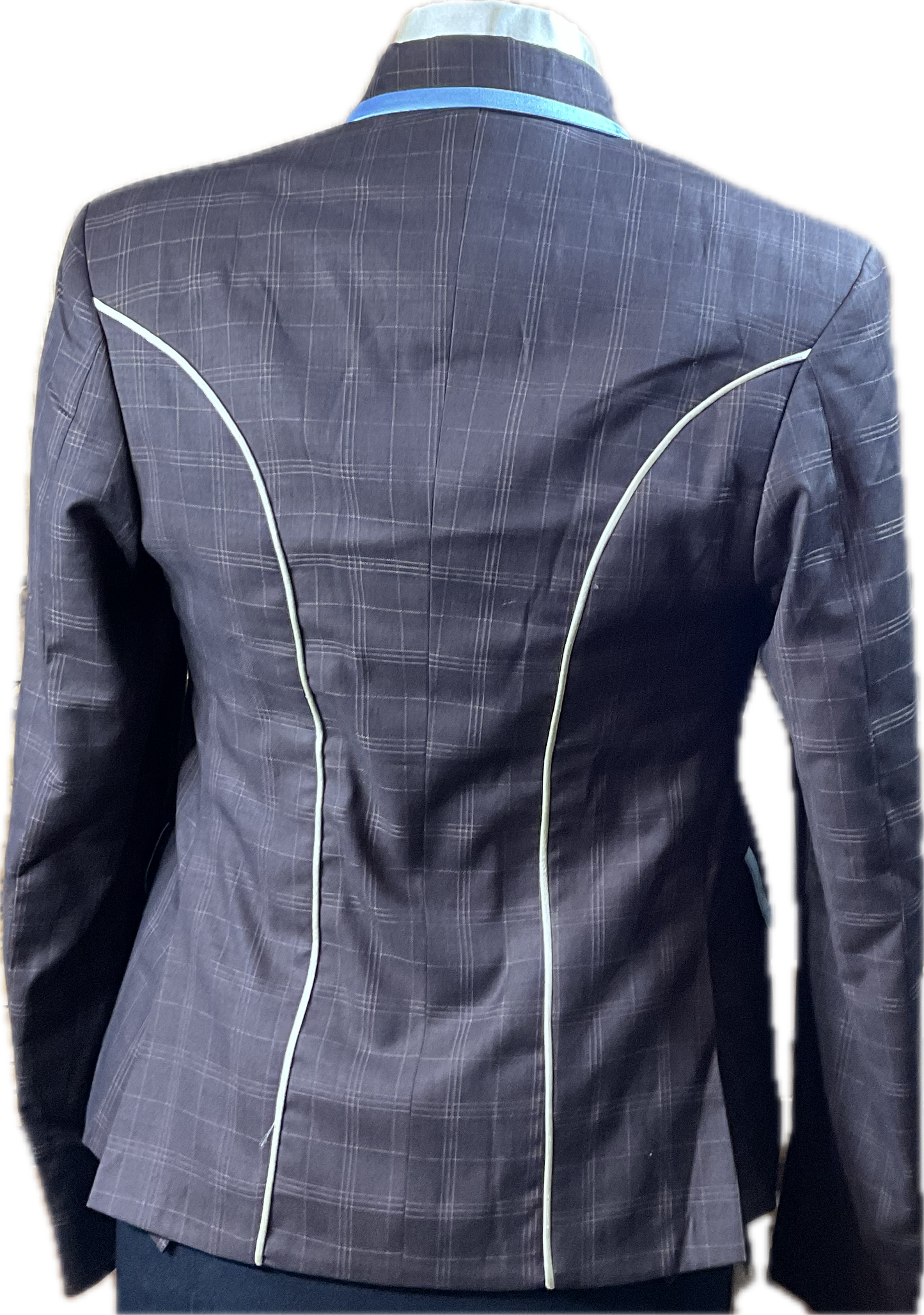 *38 Bust* Dark navy with copper and gold trims showmanship jacket with matching shirt. Hidden zippers behind the buttons.