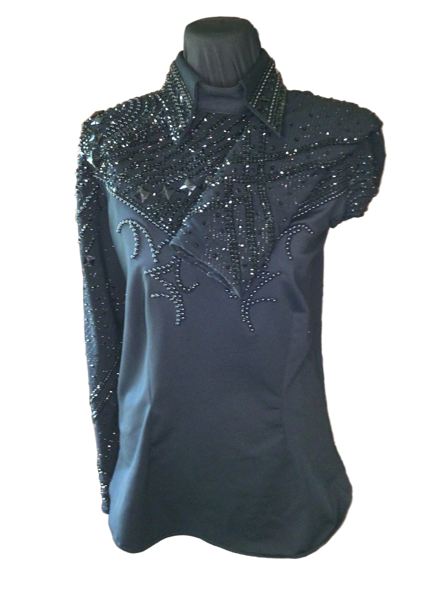 Large Black Stretch Horsemanship. Back Zip Tone on Tone Design