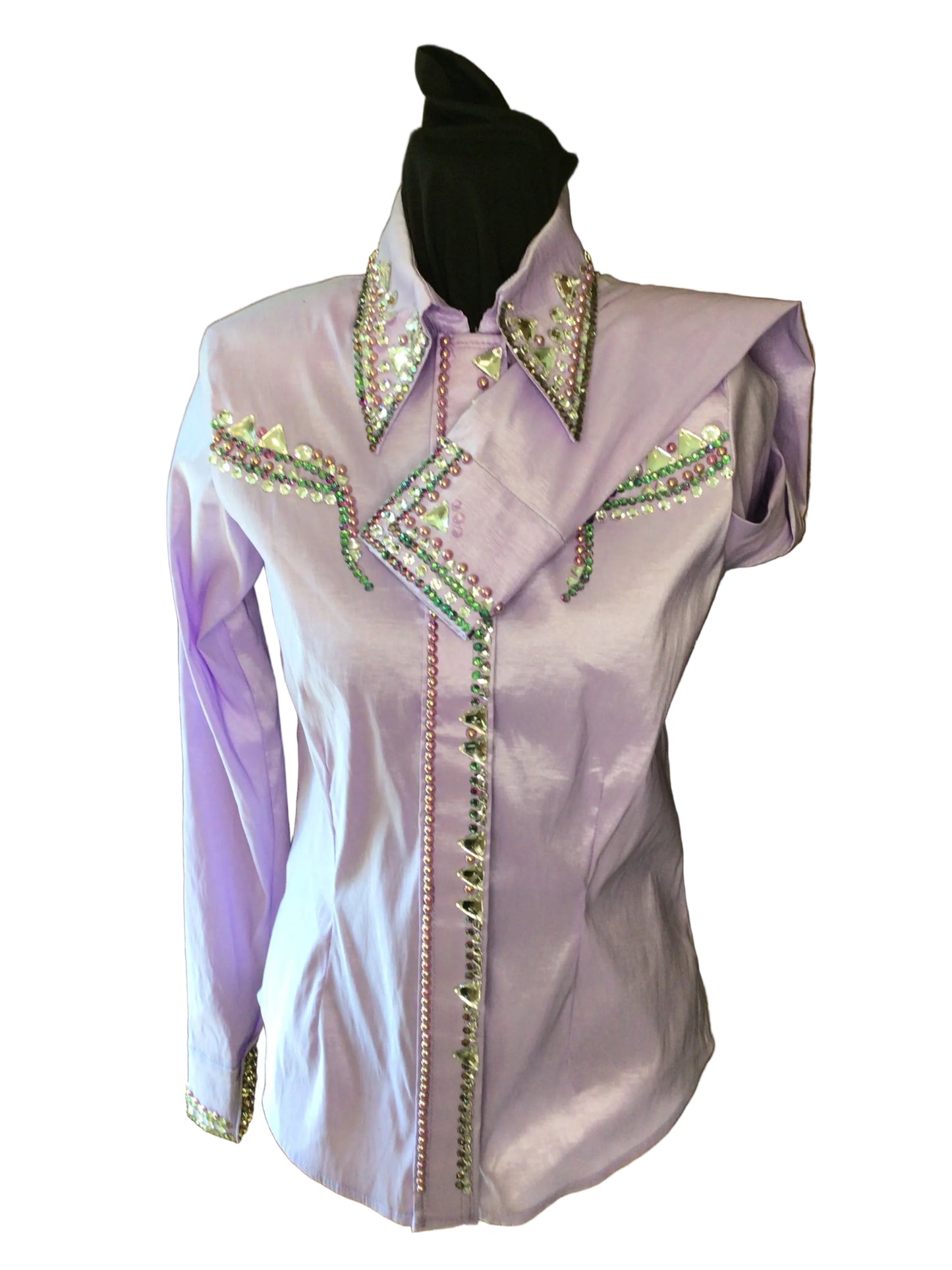 Small Stretch Taffeta Lavender Day Shirt with Reto Crystal Design