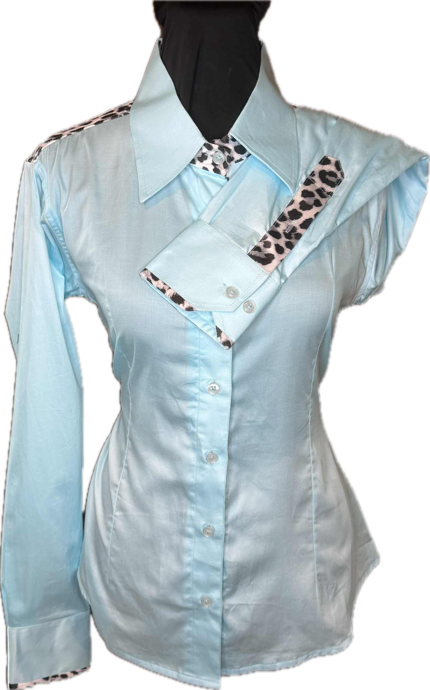 Cheetah Western Ladies Shirt Light Blue