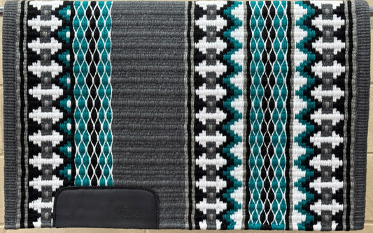 B339 Oversized Saddle Blanket Charcoal, Ash, Black, White, Teal