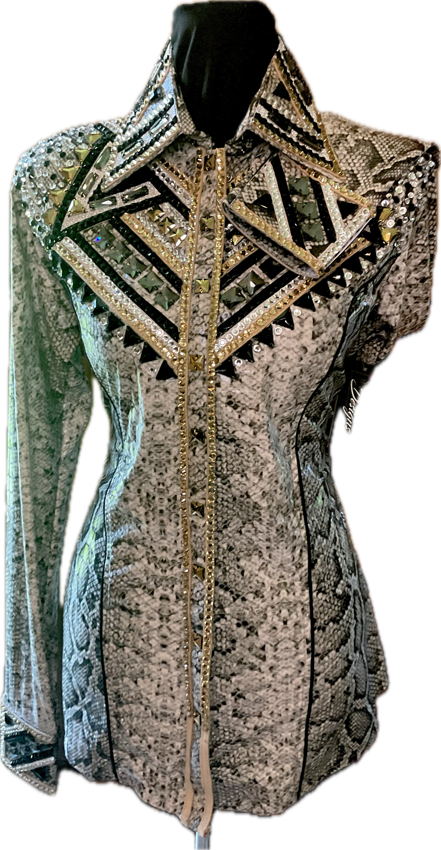 Size Large Animal Printed Lycra Day Shirt with Rose Gold and Silver Detail