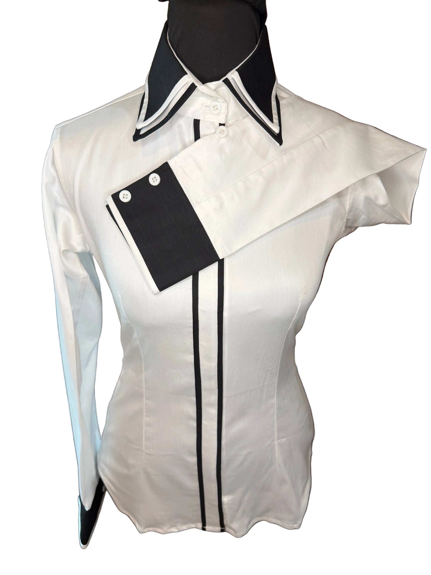 *Youth* Showmanship Suit * Black with White Trims * White Stretch Cotton Shirt * Hidden Zipper on Shirt and Coat. Will match Black Pants