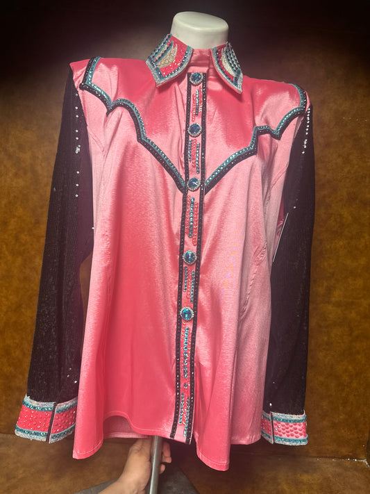 XXL pink day shirt with sequin sleeves