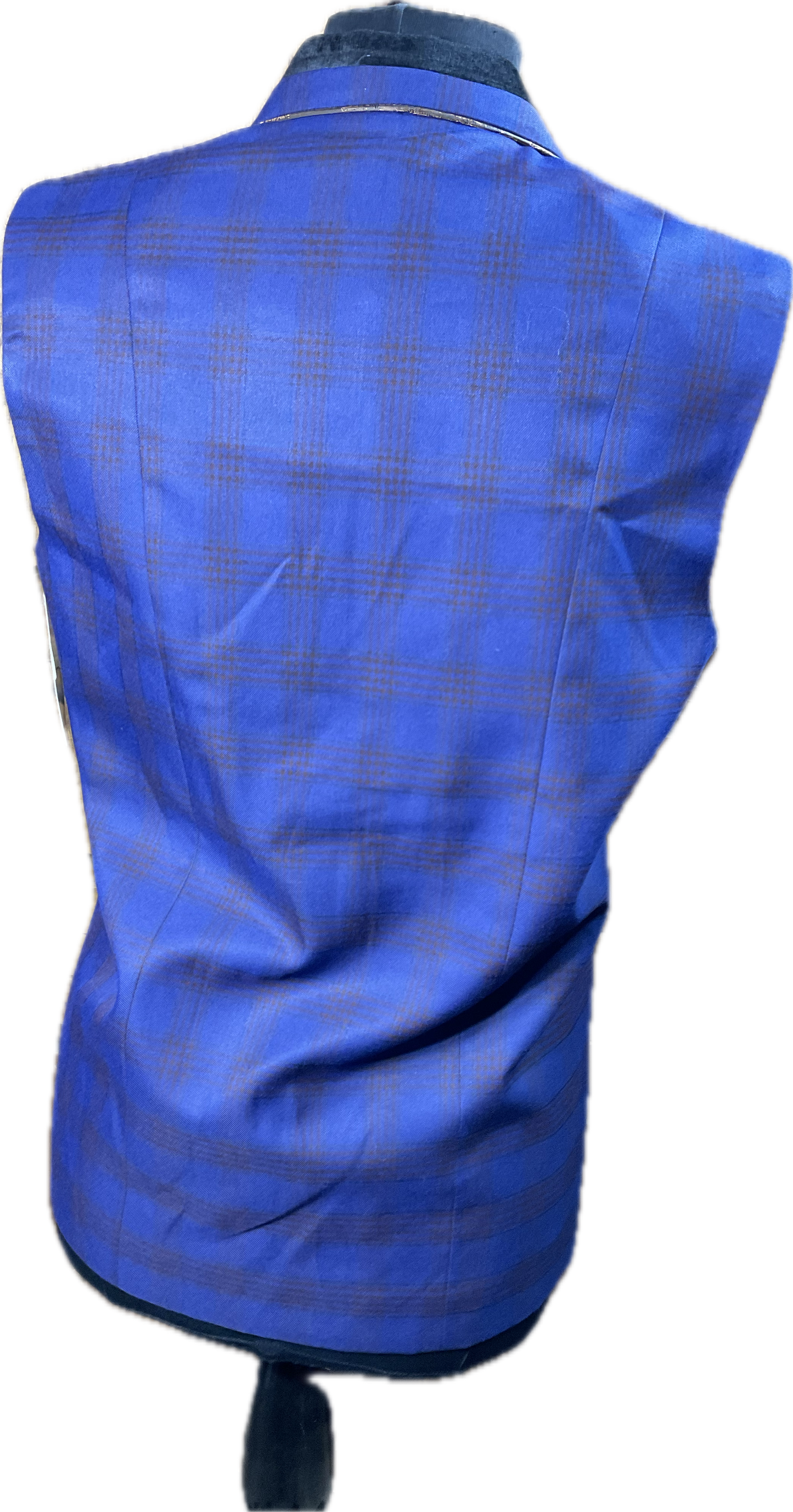 *40 Bust* Blue plaid with bronze and velvet trims