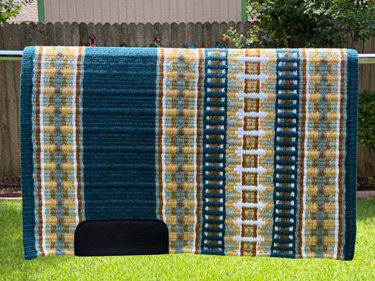 B571 Oversized Saddle Blanket Ocean Blue, Indian Tan, Sheep Skin, White, Light Mint, White