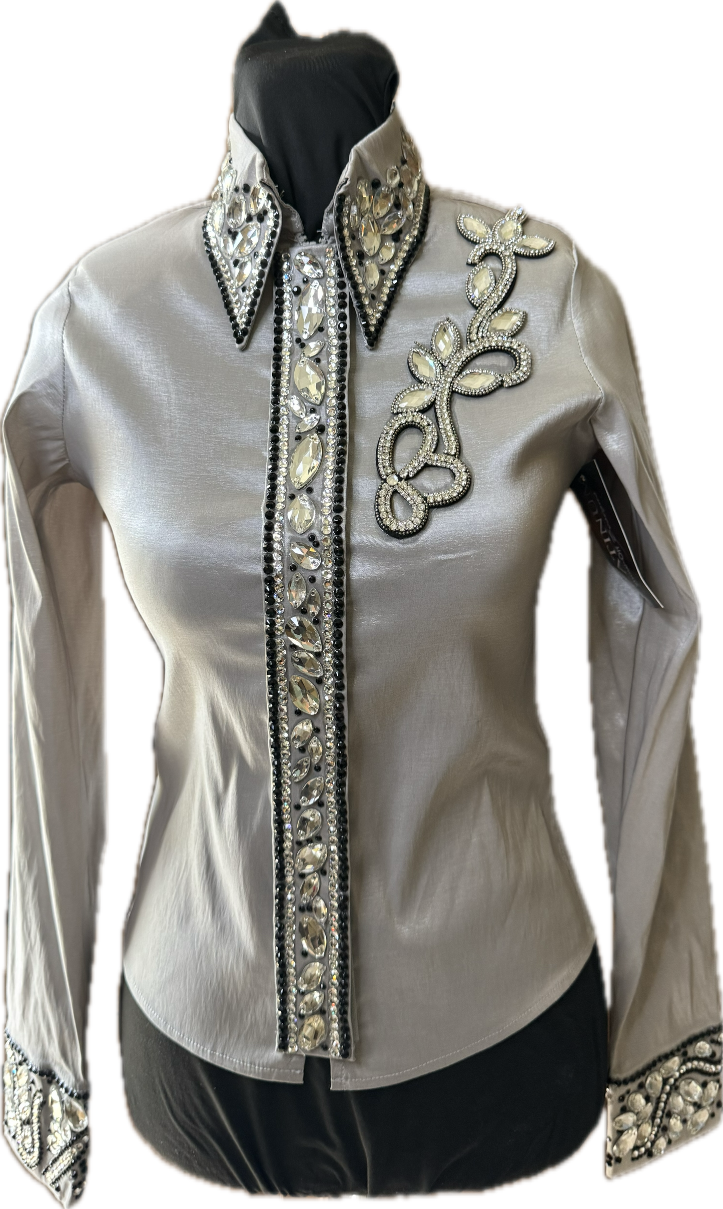 Extra Small Vest Set black and grey with matching day shirt. vest has detachable fringe