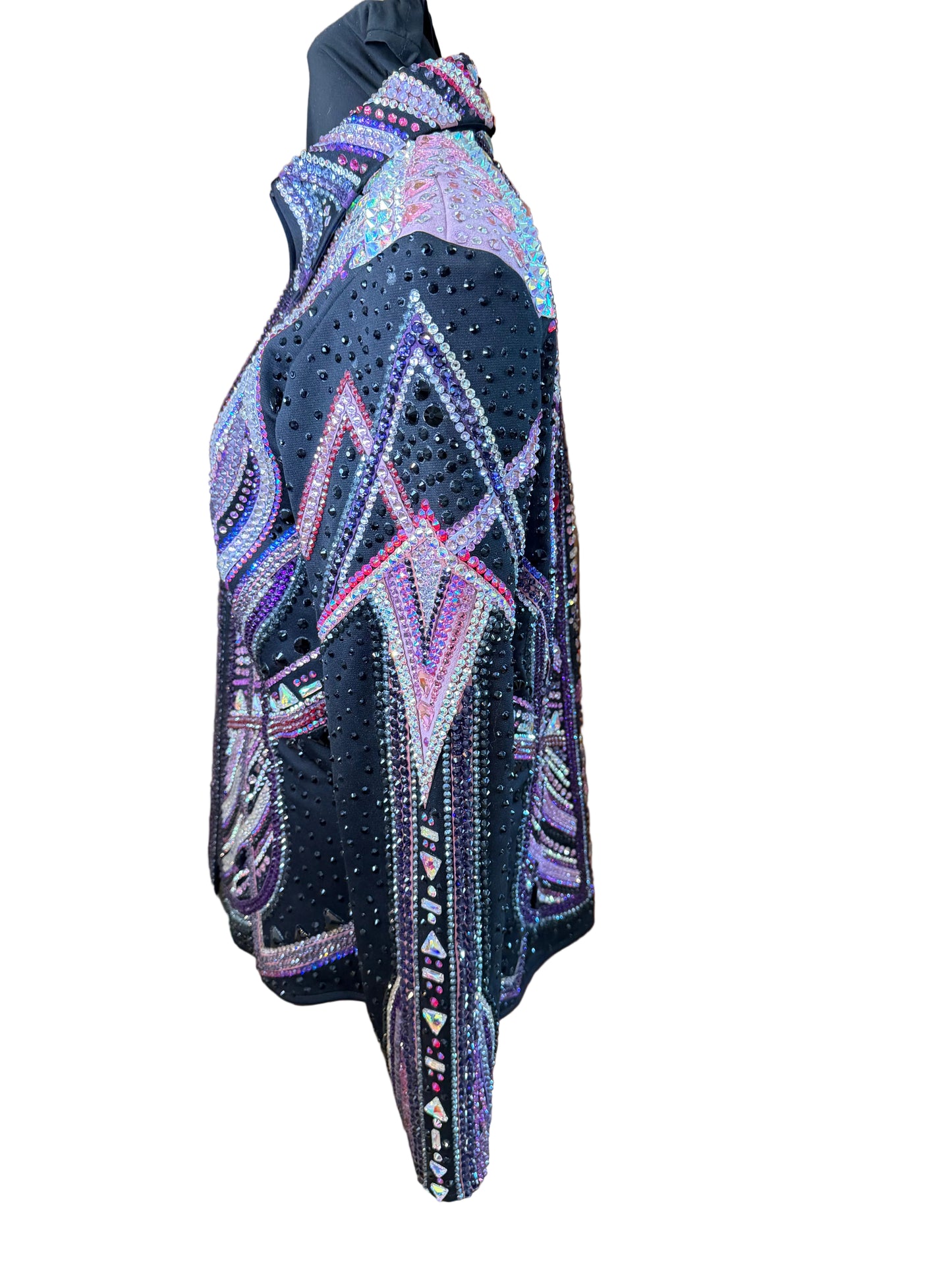 Large Black Showmanship Jacket. Black with Pink Gorgeous Designs
