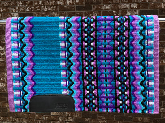 B614 Oversized Saddle Blanket Lavender, White, Dark Purple, Turquoise, Light Purple